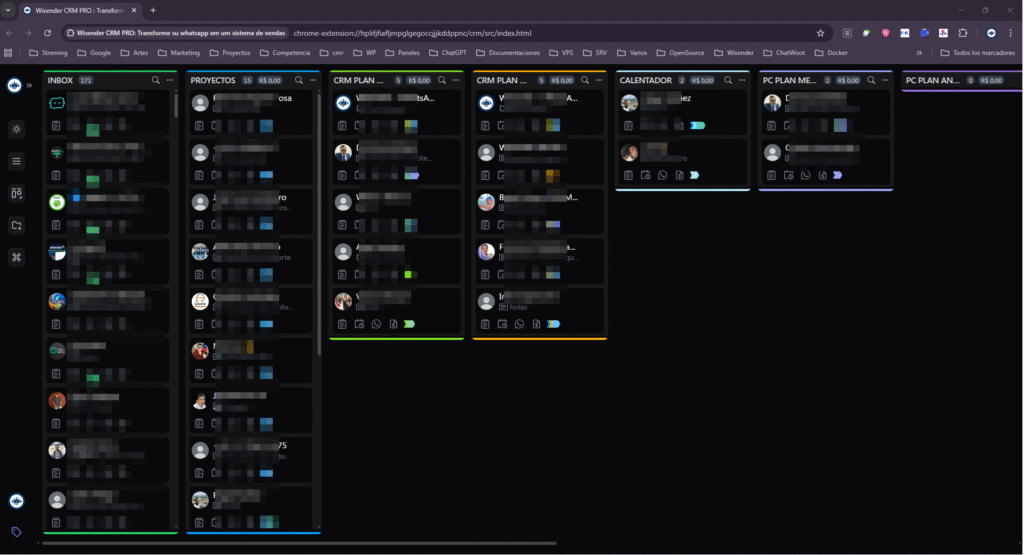 Panel Kanban -Wisender CRM PRO
