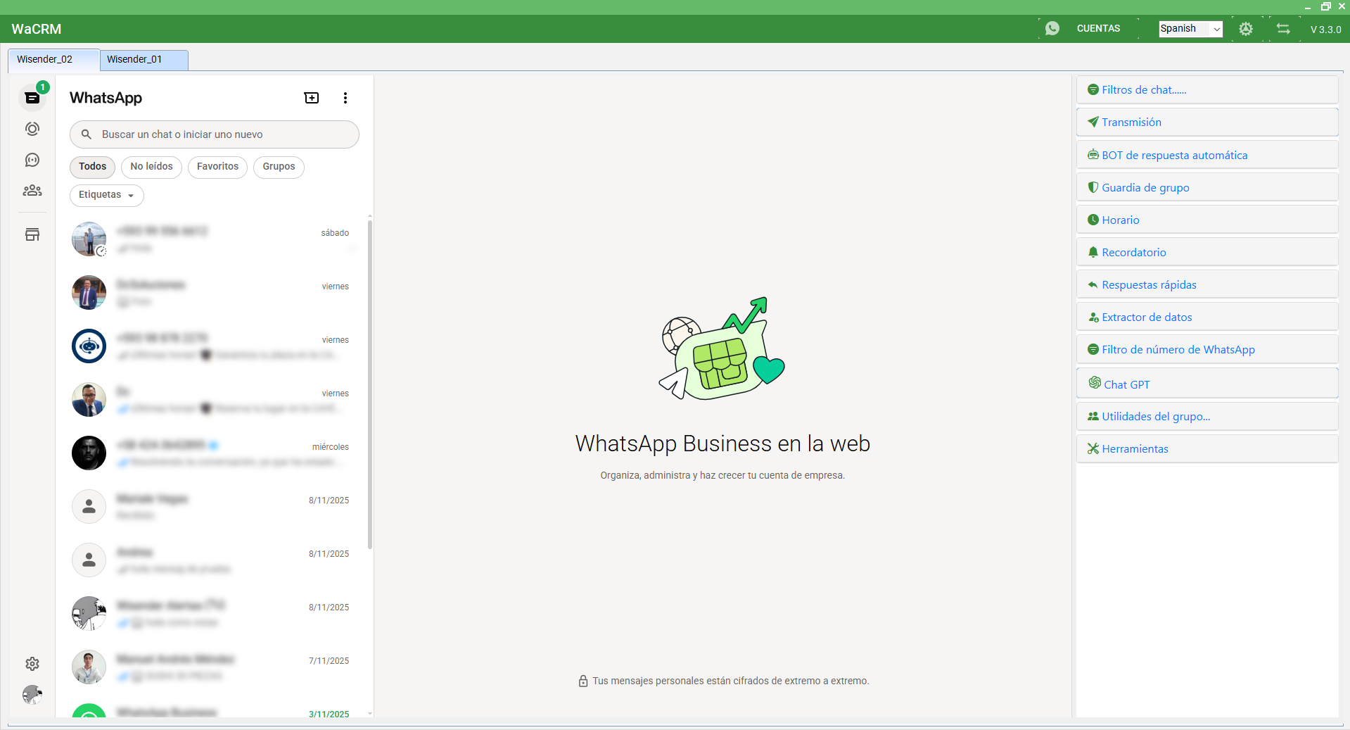 WACRM Dashboard: Software de envío masivo WhatsApp y Marketing automatizado con Chatbot